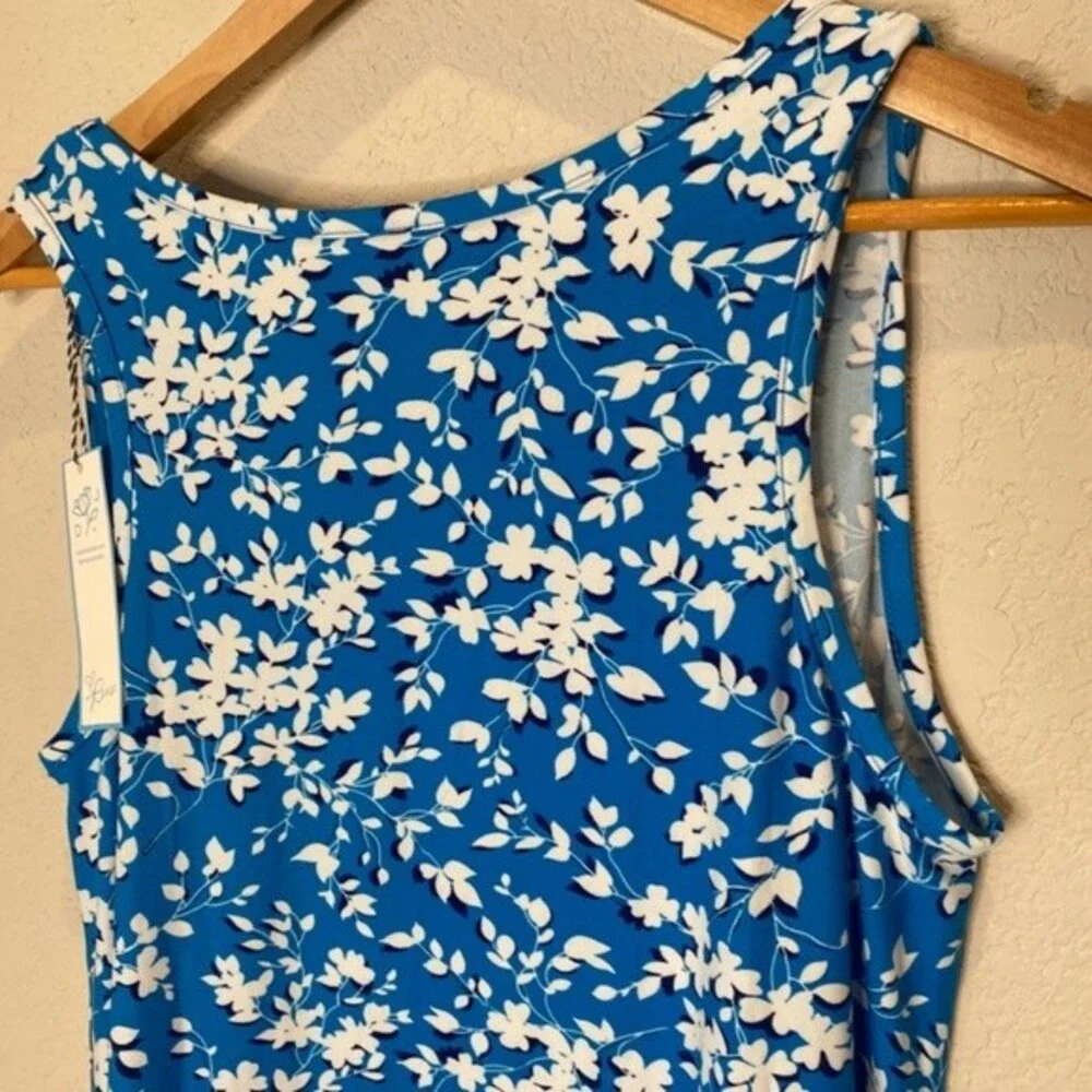 NWT Draper James Sleeveless Ruffle Bluebell Blue & White Night Gown - SIze S/M